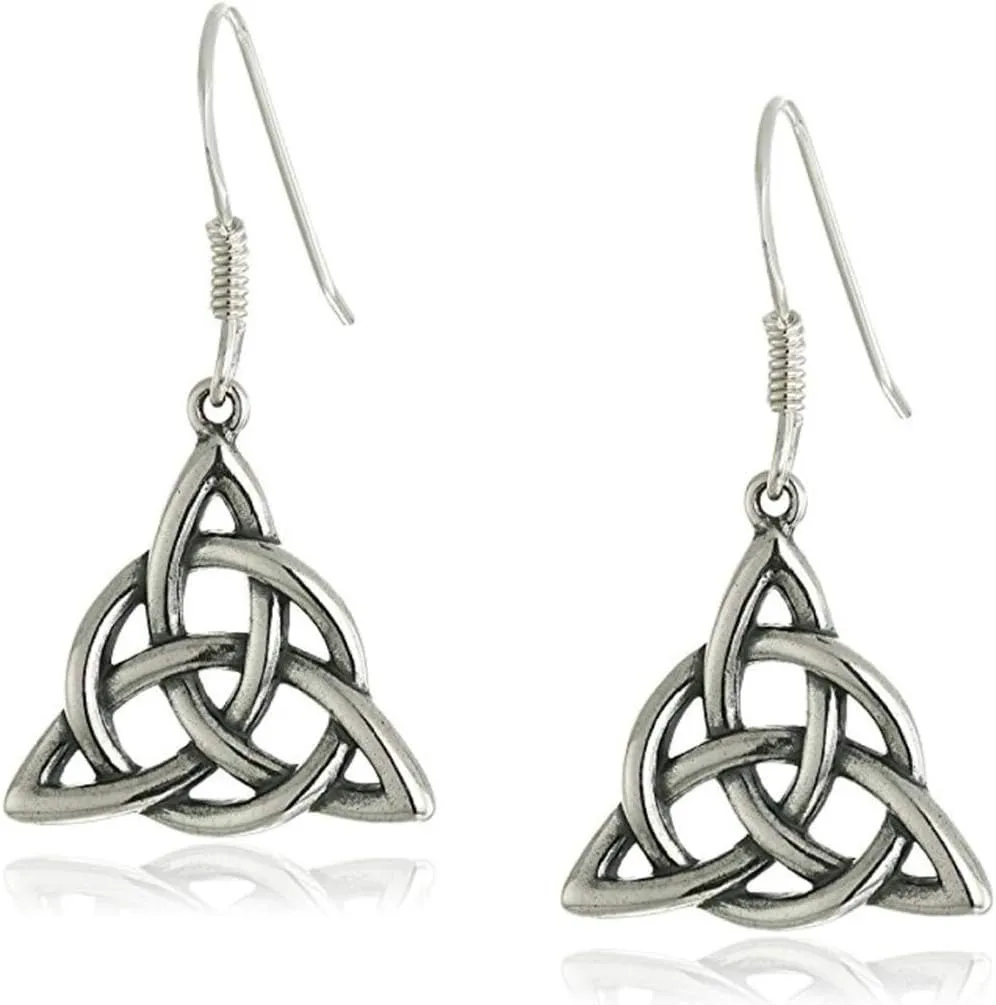 Adabele 1 Pair Authentic Sterling Silver Dangle Earrings Angel Wing Celtic Knot Vine Flower Design Hypoallergenic Nickel Free Tarnish Resistant Women Jewelry