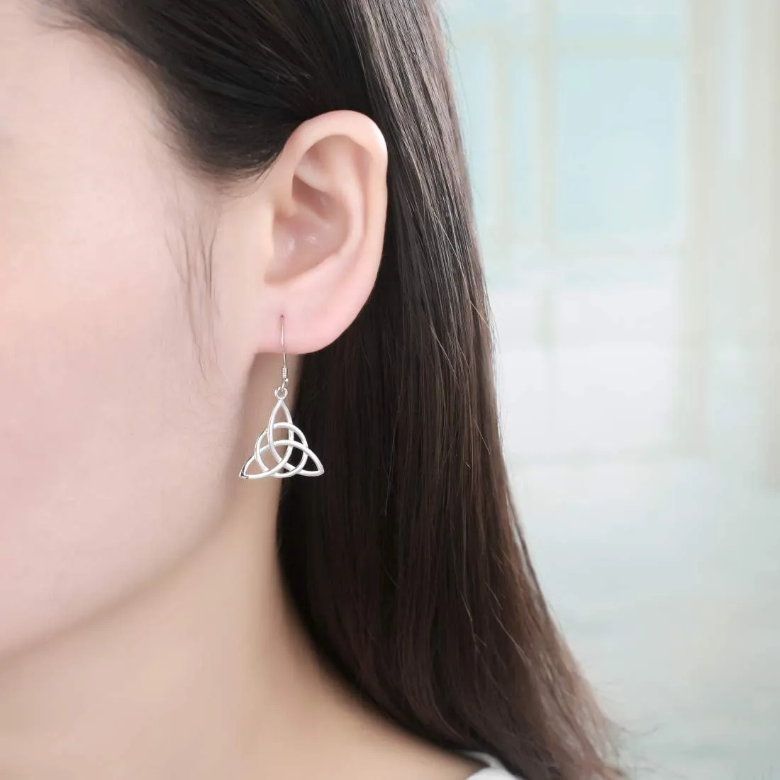 Adabele 1 Pair Authentic Sterling Silver Dangle Earrings Angel Wing Celtic Knot Vine Flower Design Hypoallergenic Nickel Free Tarnish Resistant Women Jewelry