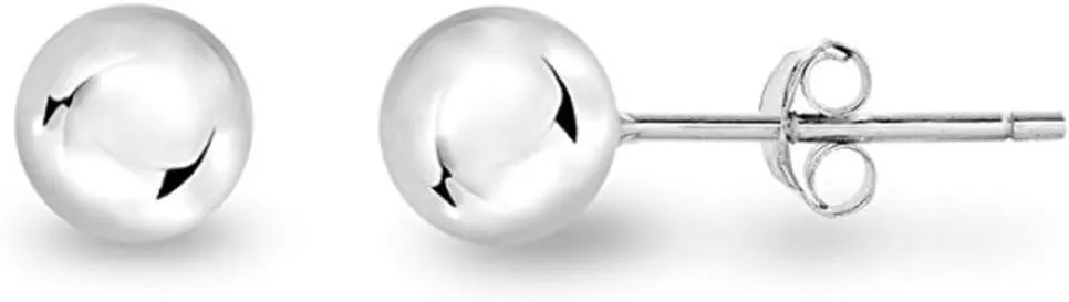 Adabele Authentic Solid Sterling Silver 3mm to 8mm Round Ball Stud Earrings Hypoallergenic Nickel Free Cute Dot Ear Studs Womem Fine Jewelry