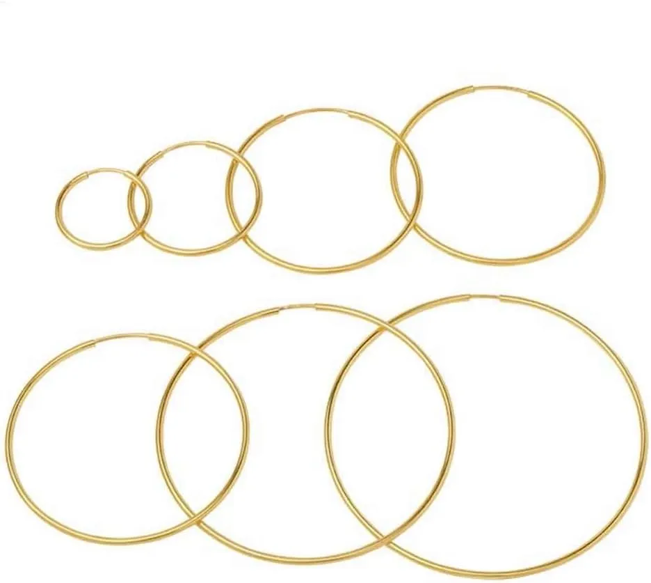 Adabele Authentic Sterling Silver Endless Round Ring Hoop Earrings 10mm Tiny to 60mm Large Thin Hypoallergenic Nickel Free Women Jewelry