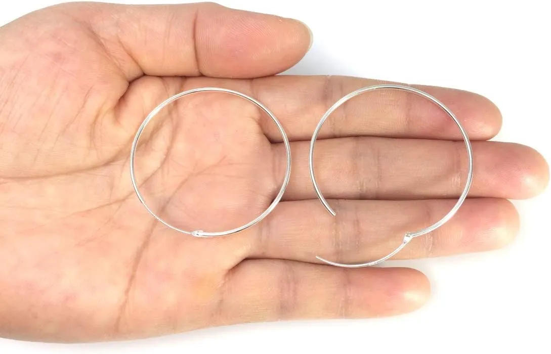 Adabele Authentic Sterling Silver Endless Round Ring Hoop Earrings 10mm Tiny to 60mm Large Thin Hypoallergenic Nickel Free Women Jewelry