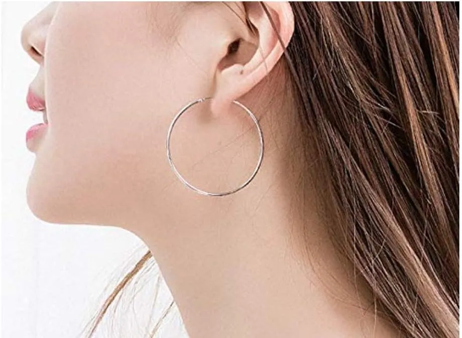 Adabele Authentic Sterling Silver Endless Round Ring Hoop Earrings 10mm Tiny to 60mm Large Thin Hypoallergenic Nickel Free Women Jewelry