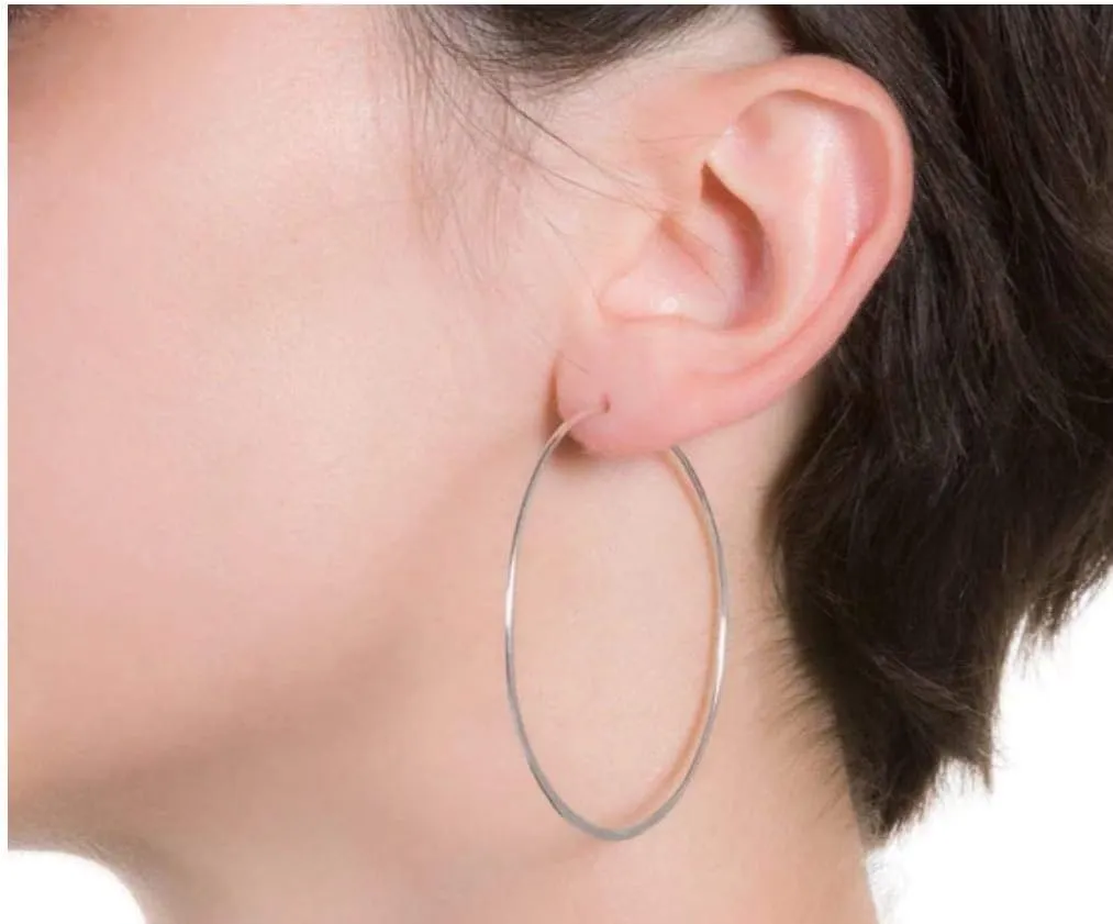 Adabele Authentic Sterling Silver Endless Round Ring Hoop Earrings 10mm Tiny to 60mm Large Thin Hypoallergenic Nickel Free Women Jewelry