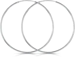 Adabele Authentic Sterling Silver Endless Round Ring Hoop Earrings 10mm Tiny to 60mm Large Thin Hypoallergenic Nickel Free Women Jewelry