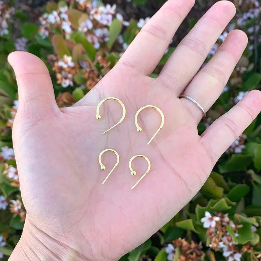 Adabele Authentic Sterling Silver Half Round C Hoop Huggie Earrings 10mm 15mm 20mm 3mm Ball Hypoallergenic Nickel Free Jewelry Women Birthday Gift