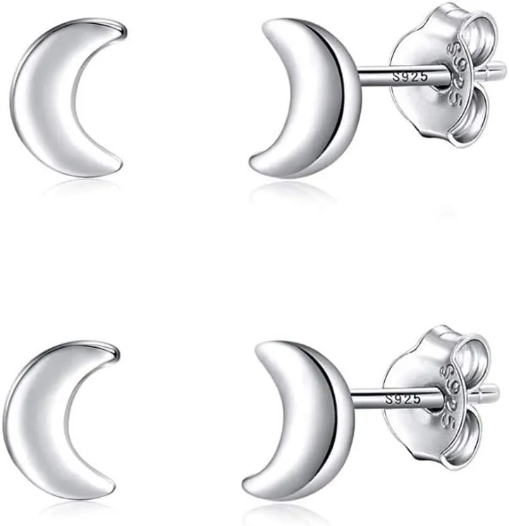 Adabele Authentic Sterling Silver Tiny Stud Earrings Circle Dot Triangle Star Moon Bar Minimalist Hypoallergenic Nickel Free Women Fine Jewelry
