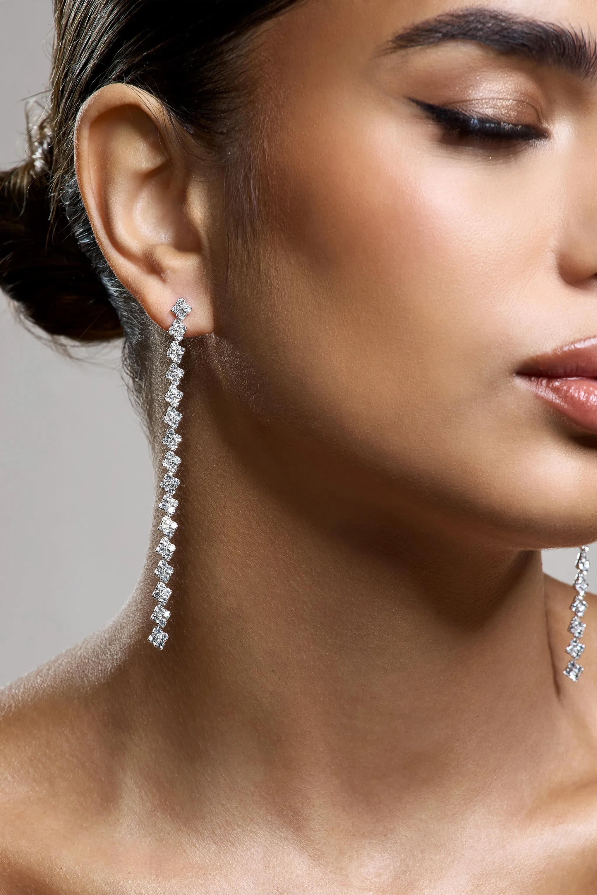 Admire | Silver Diamante Dangle Earrings