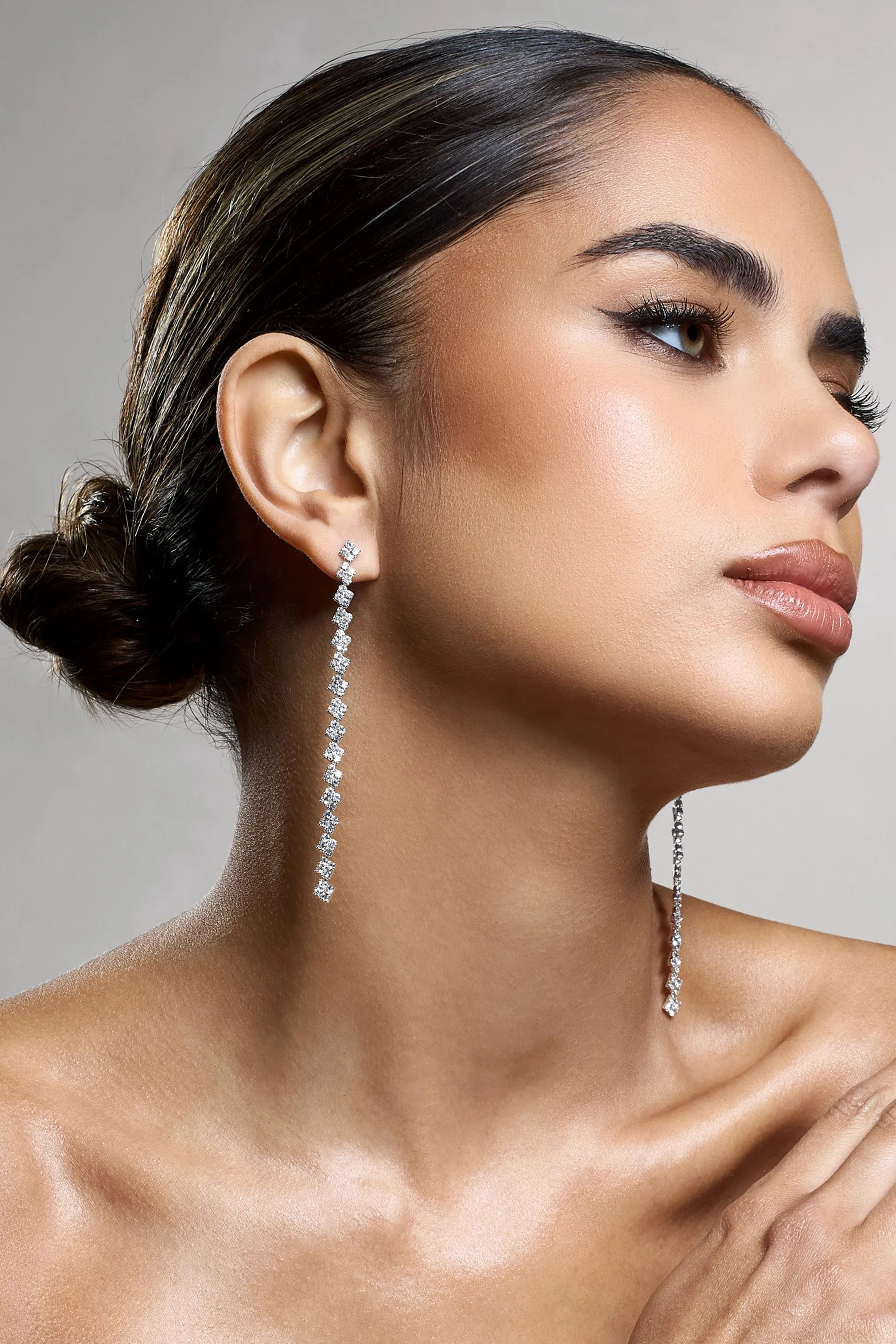Admire | Silver Diamante Dangle Earrings