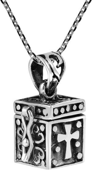 AeraVida Christian Prayer Box Locket .925 Sterling Silver Pendant Necklace | Elegant Religious Sterling Silver Jewelry for Women