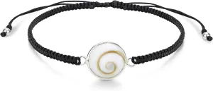 AeraVida Elegant Round Shiva shell on Sterling Silver Charm Slide Bracelet | Elegant Handmade Jewelry for Women | Handmade Bracelet | Casual Gifts for Women | Friendship Boho Bracelet | Gift for