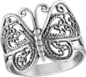 AeraVida Gorgeous Butterfly Twisting Filigree .925 Sterling Silver Band Ring