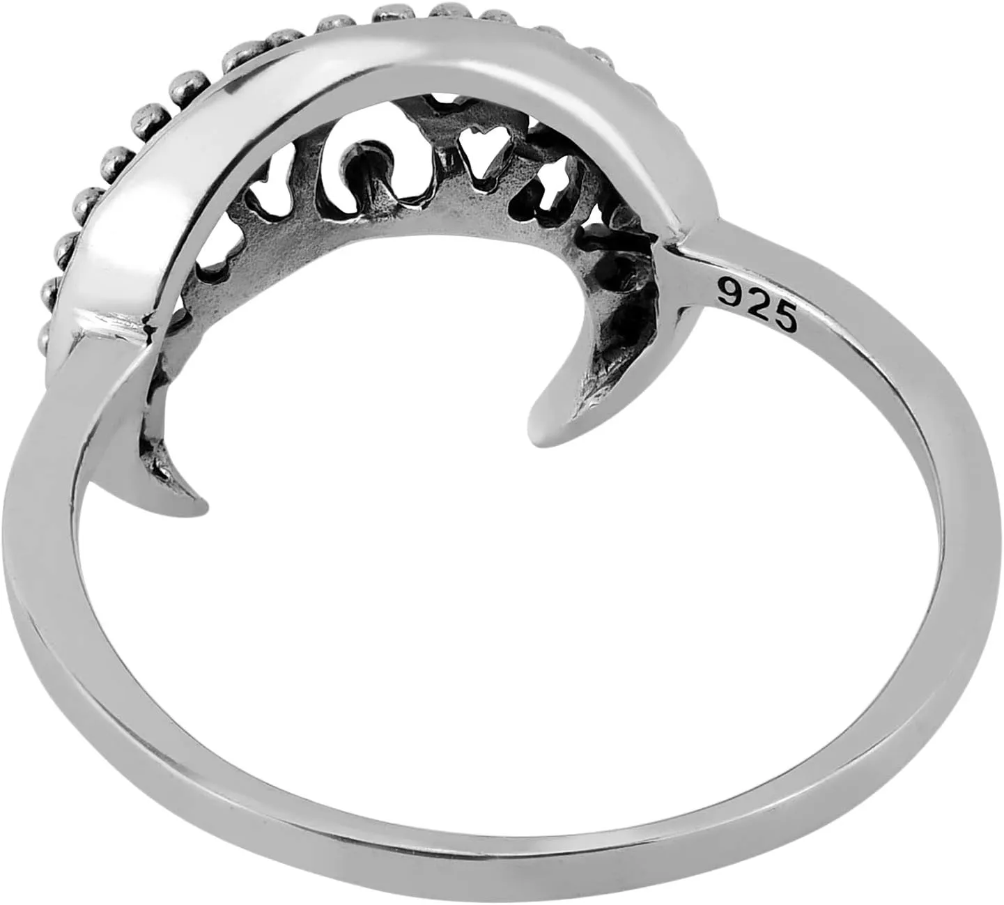 AeraVida Mystical and Romantic Crescent Moon .925 Sterling Silver Ring | Cute Wedding Rings For Women | Trendy Comfort Fit Silver Rings for Women | Gift for Daughter | Sterling Silver Rings Sizes 6-10