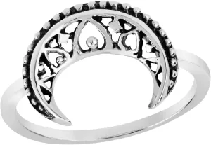 AeraVida Mystical and Romantic Crescent Moon .925 Sterling Silver Ring | Cute Wedding Rings For Women | Trendy Comfort Fit Silver Rings for Women | Gift for Daughter | Sterling Silver Rings Sizes 6-10