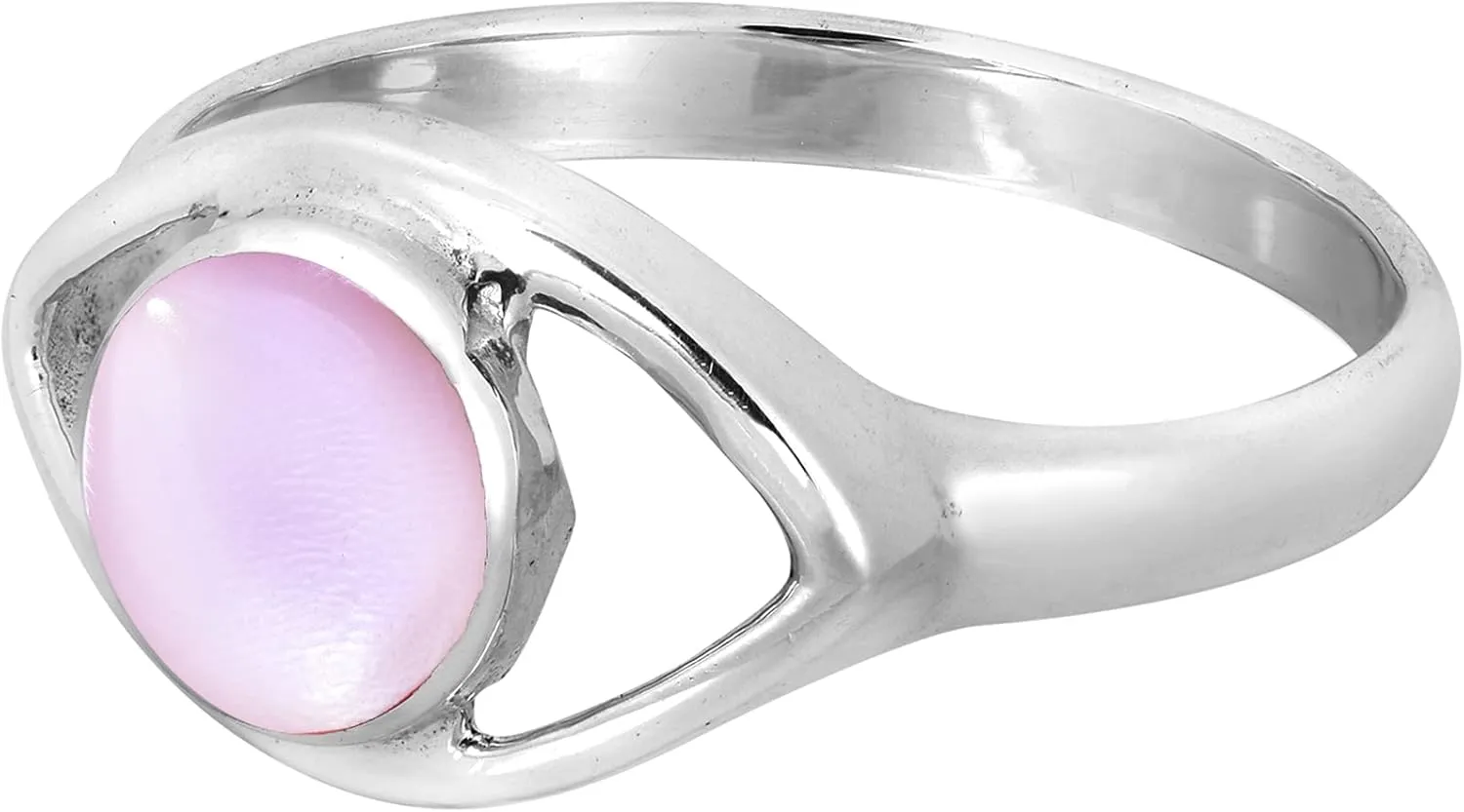 AeraVida Mystical Evil Eye w/Pink Mother of Pearl Inlay .925 Sterling Silver Ring