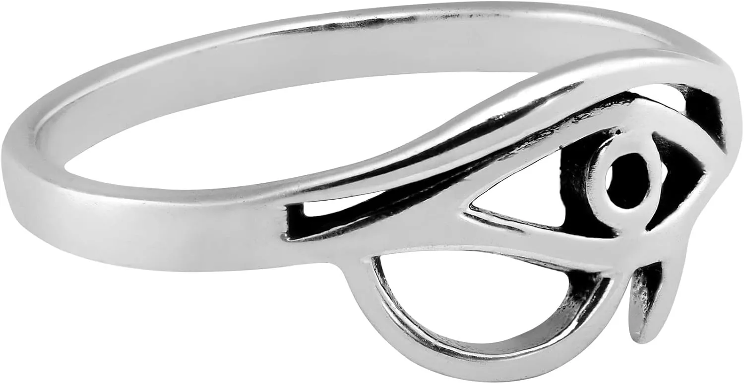 AeraVida Mystical Eye of Ra Protective Symbol .925 Sterling Silver Band Ring