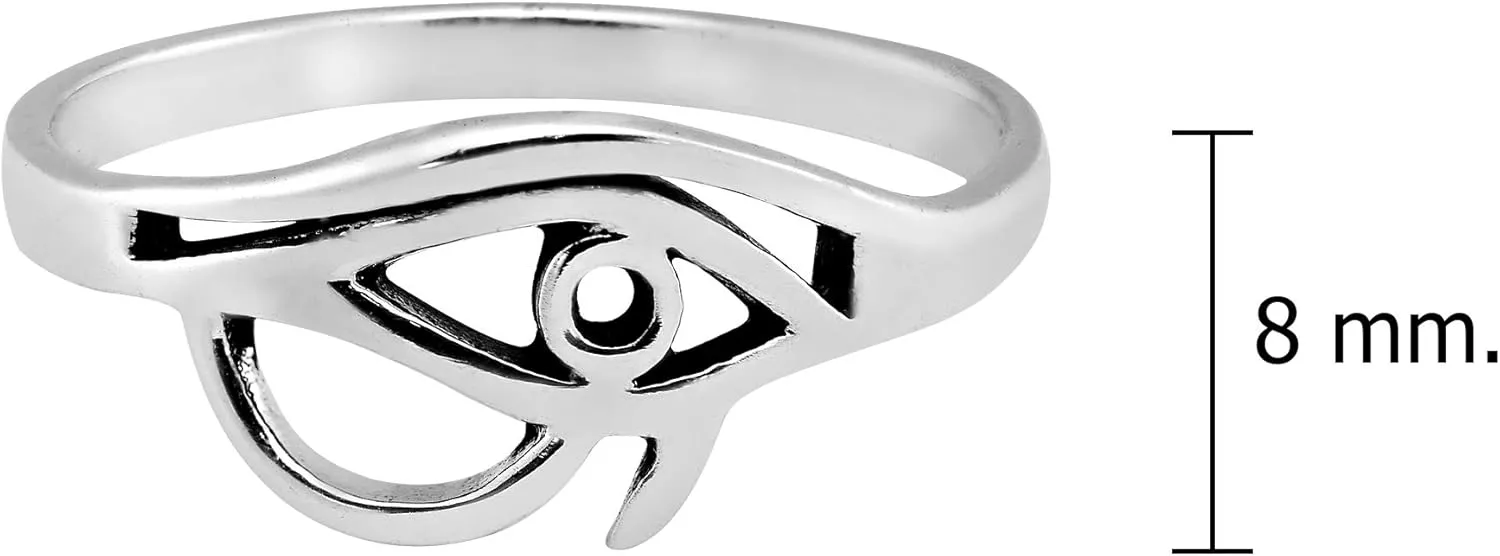 AeraVida Mystical Eye of Ra Protective Symbol .925 Sterling Silver Band Ring