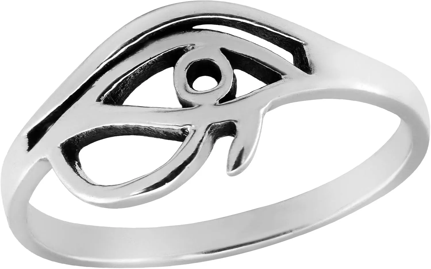 AeraVida Mystical Eye of Ra Protective Symbol .925 Sterling Silver Band Ring