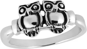AeraVida Protective Owl Couple in Love .925 Sterling Silver Band Ring