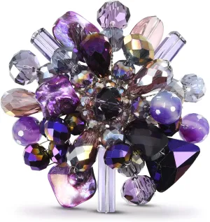 AeraVida Purple Blossoming Lotus Floral Brooch | Handmade Simulated Amethyst & Pearl Pin | Elegant Vintage-Inspired Jewelry Accessory for Women
