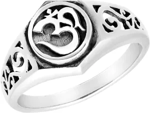 AeraVida Spiritual Om or Aum Symbol with Filigree Accents .925 Sterling Silver Ring | Aum Symbol Ring | Ohm Jewelry | Sterling Silver Unisex Rings | Spiritual Gifts | Comfort Fit USA Sizes 7-10