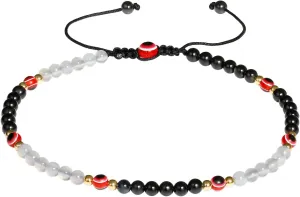 Agate with Evil Eye Anklet Handmade Crystals Beaded Ankle Bracelets for Women Amulet Summer Beach Foot Anklet Jewelry Protection