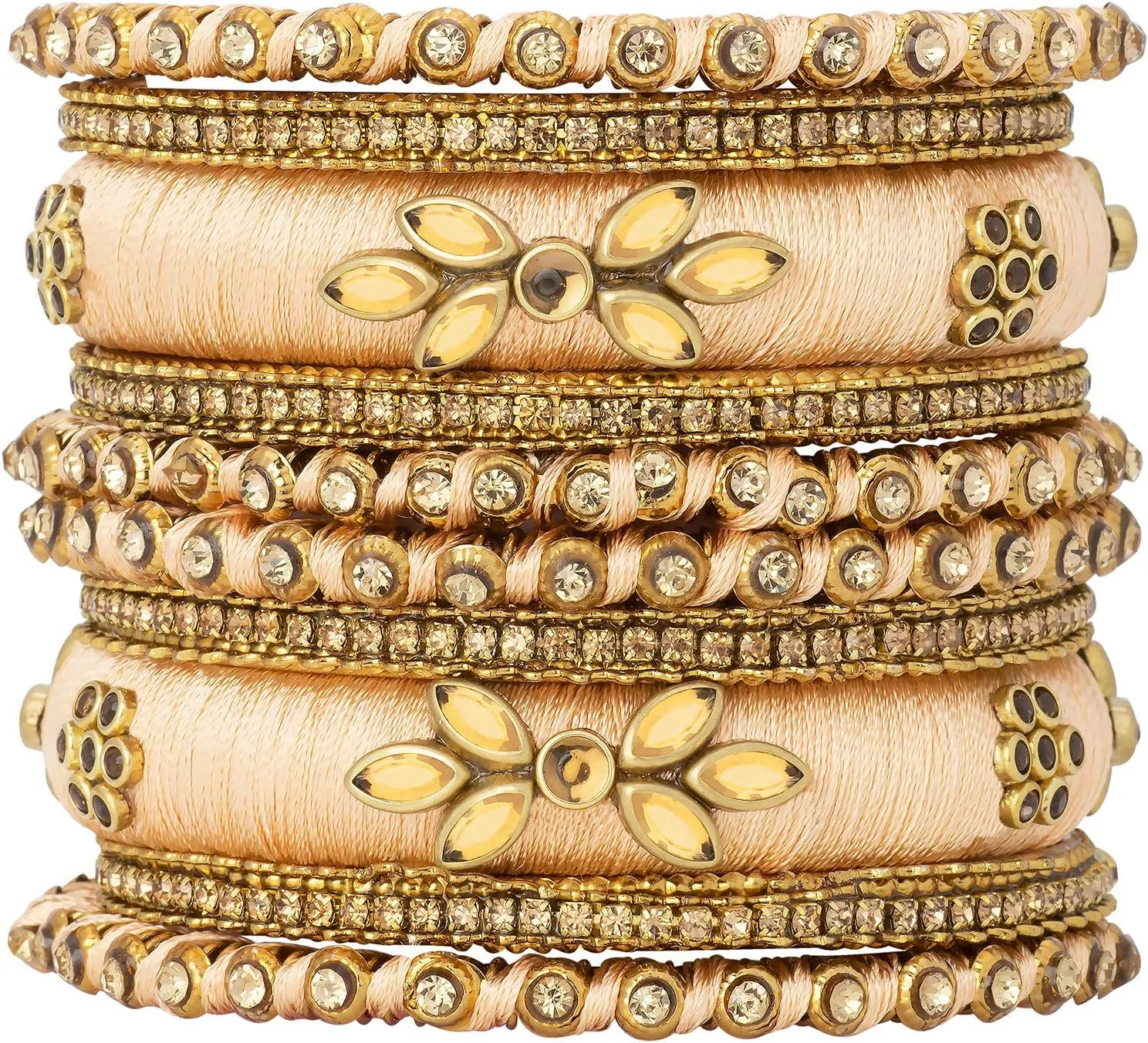 Aheli Royal Design Silk Thread Bangle Set Saree Matching Chuda Indian Traditional Wedding Fashion Jewelry Gift for Women