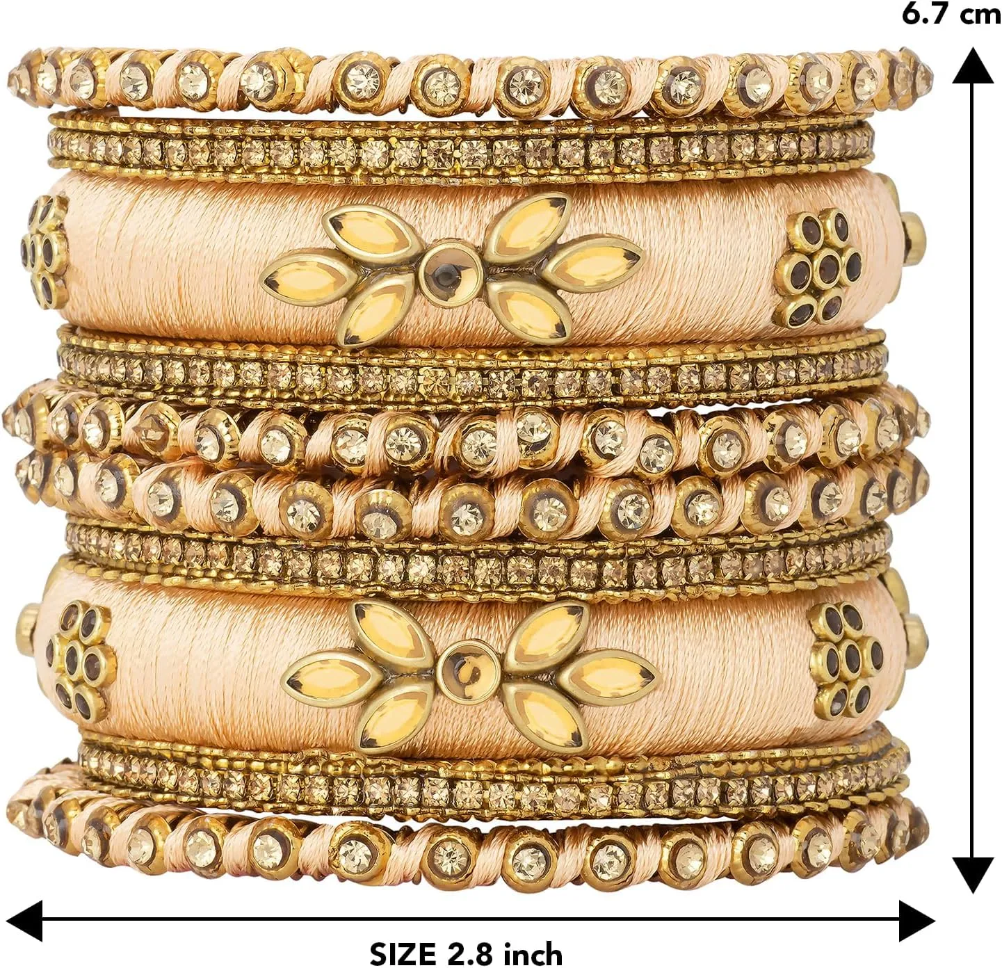Aheli Royal Design Silk Thread Bangle Set Saree Matching Chuda Indian Traditional Wedding Fashion Jewelry Gift for Women