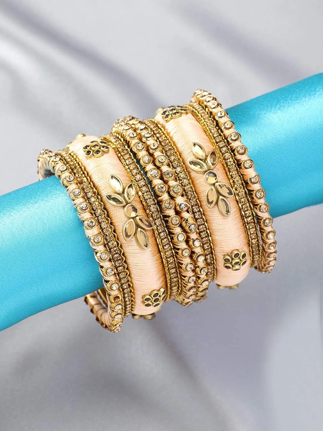 Aheli Royal Design Silk Thread Bangle Set Saree Matching Chuda Indian Traditional Wedding Fashion Jewelry Gift for Women
