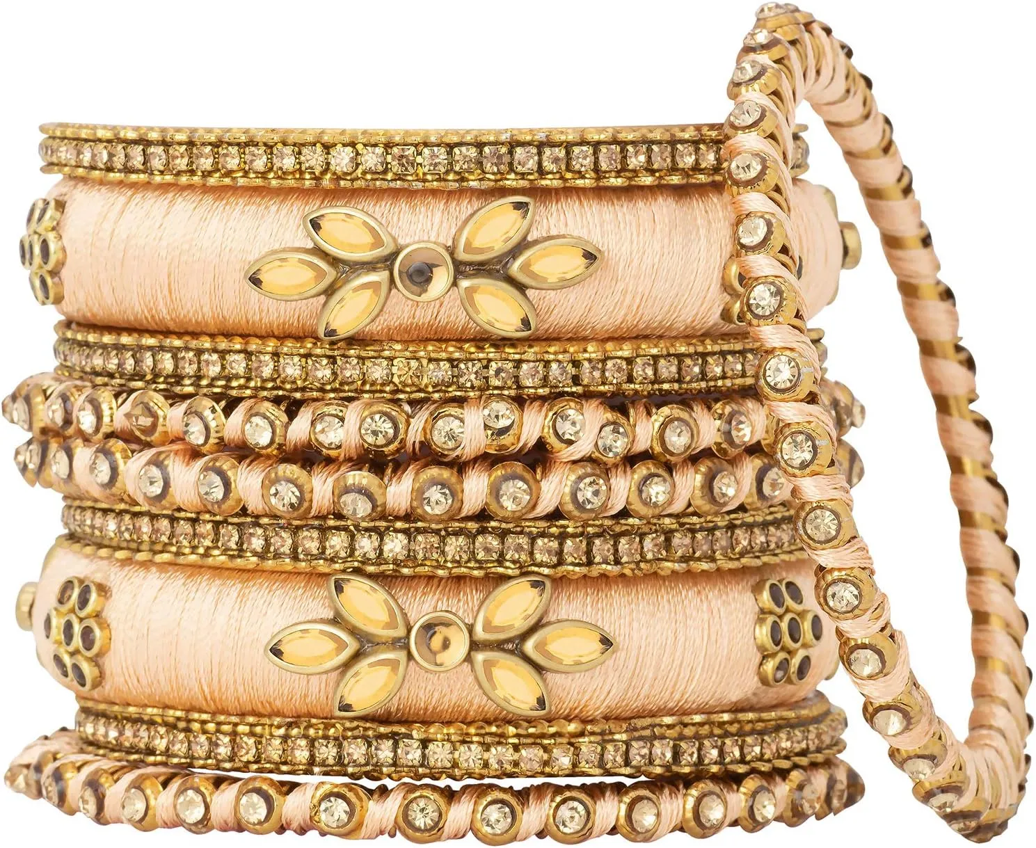 Aheli Royal Design Silk Thread Bangle Set Saree Matching Chuda Indian Traditional Wedding Fashion Jewelry Gift for Women