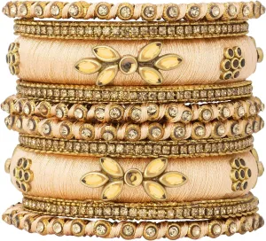 Aheli Royal Design Silk Thread Bangle Set Saree Matching Chuda Indian Traditional Wedding Fashion Jewelry Gift for Women
