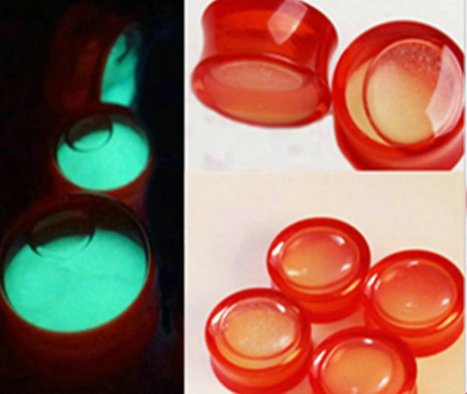 Aienid Screw Gauges 2G Red Ear Gauges Unique Luminous Tunnel Plug Large