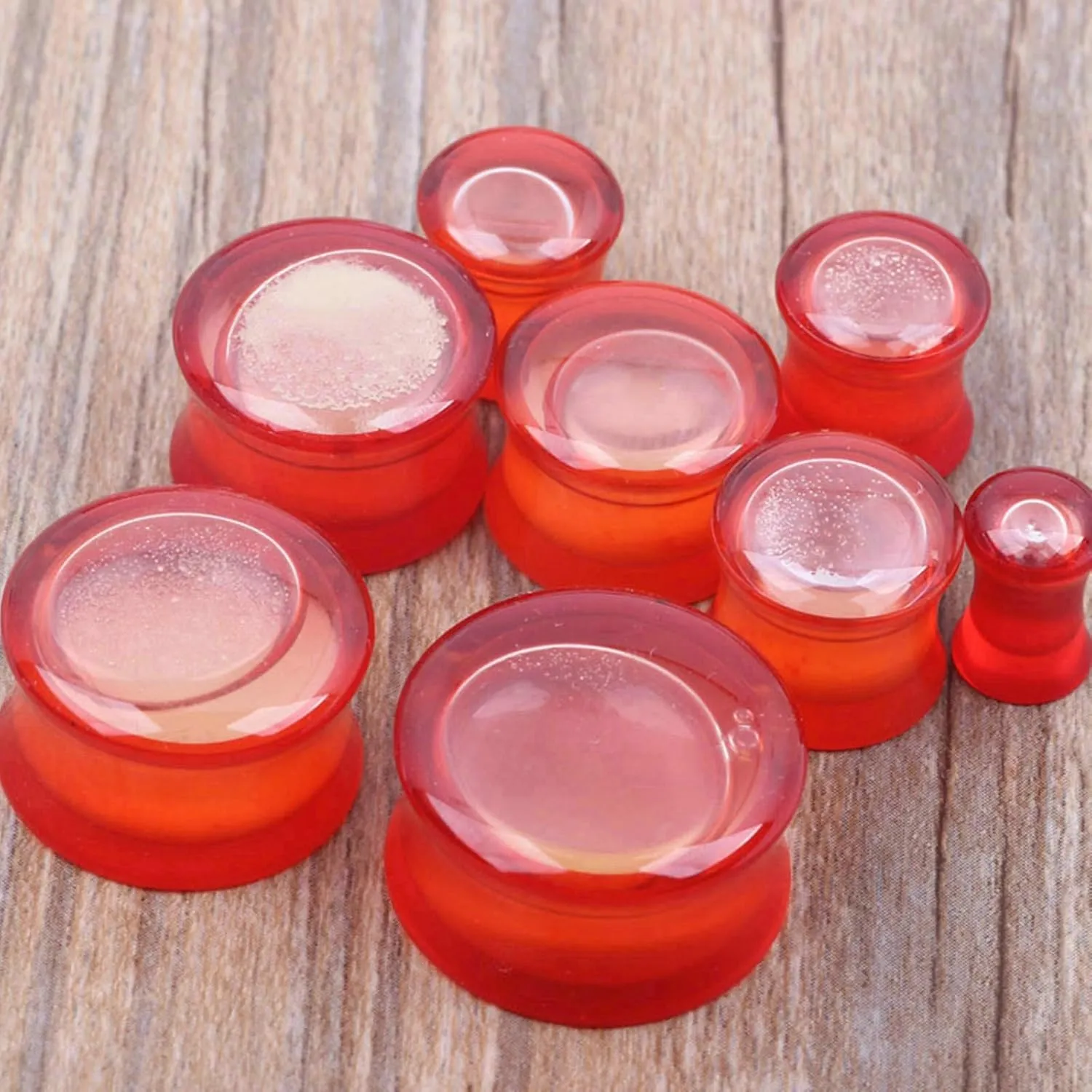Aienid Screw Gauges 2G Red Ear Gauges Unique Luminous Tunnel Plug Large