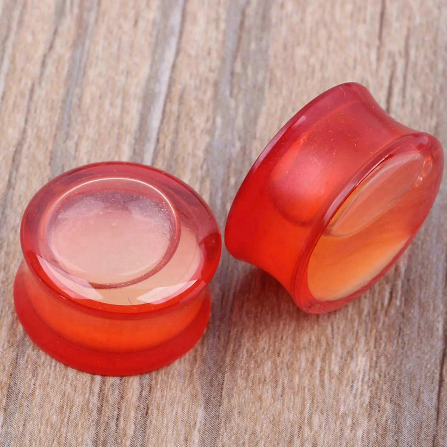Aienid Screw Gauges 2G Red Ear Gauges Unique Luminous Tunnel Plug Large