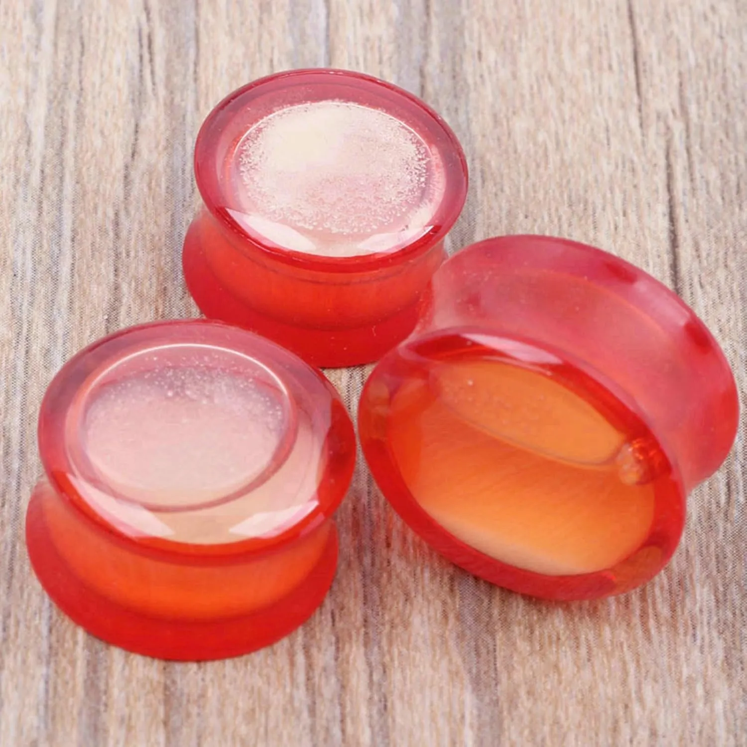Aienid Screw Gauges 2G Red Ear Gauges Unique Luminous Tunnel Plug Large