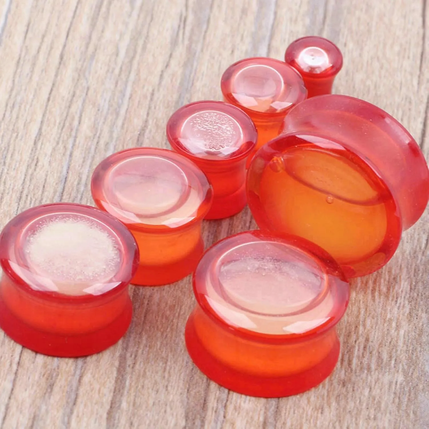 Aienid Screw Gauges 2G Red Ear Gauges Unique Luminous Tunnel Plug Large