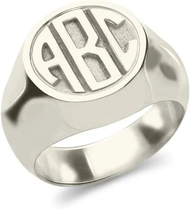 AILIN Custom Monogram Initial Ring 925 Sterling Silver 1,2,3 Letters Personalized Signet Statement Rings Wedding Birthday Party Jewelry Gifts For Men Women Mother Father