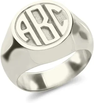 AILIN Custom Monogram Initial Ring 925 Sterling Silver 1,2,3 Letters Personalized Signet Statement Rings Wedding Birthday Party Jewelry Gifts For Men Women Mother Father