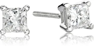 Amazon Essentials Certified Platinum Princess-Cut Diamond Stud Earrings (G-H Color, VS2 Clarity), (previously Amazon Collection)