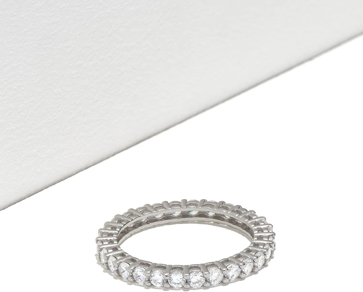 Amazon Essentials Eternity Band Cubic Zirconia Demi Fine Stacking Ring in Sterling Silver , (previously Amazon Collection)