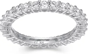 Amazon Essentials Eternity Band Cubic Zirconia Demi Fine Stacking Ring in Sterling Silver , (previously Amazon Collection)