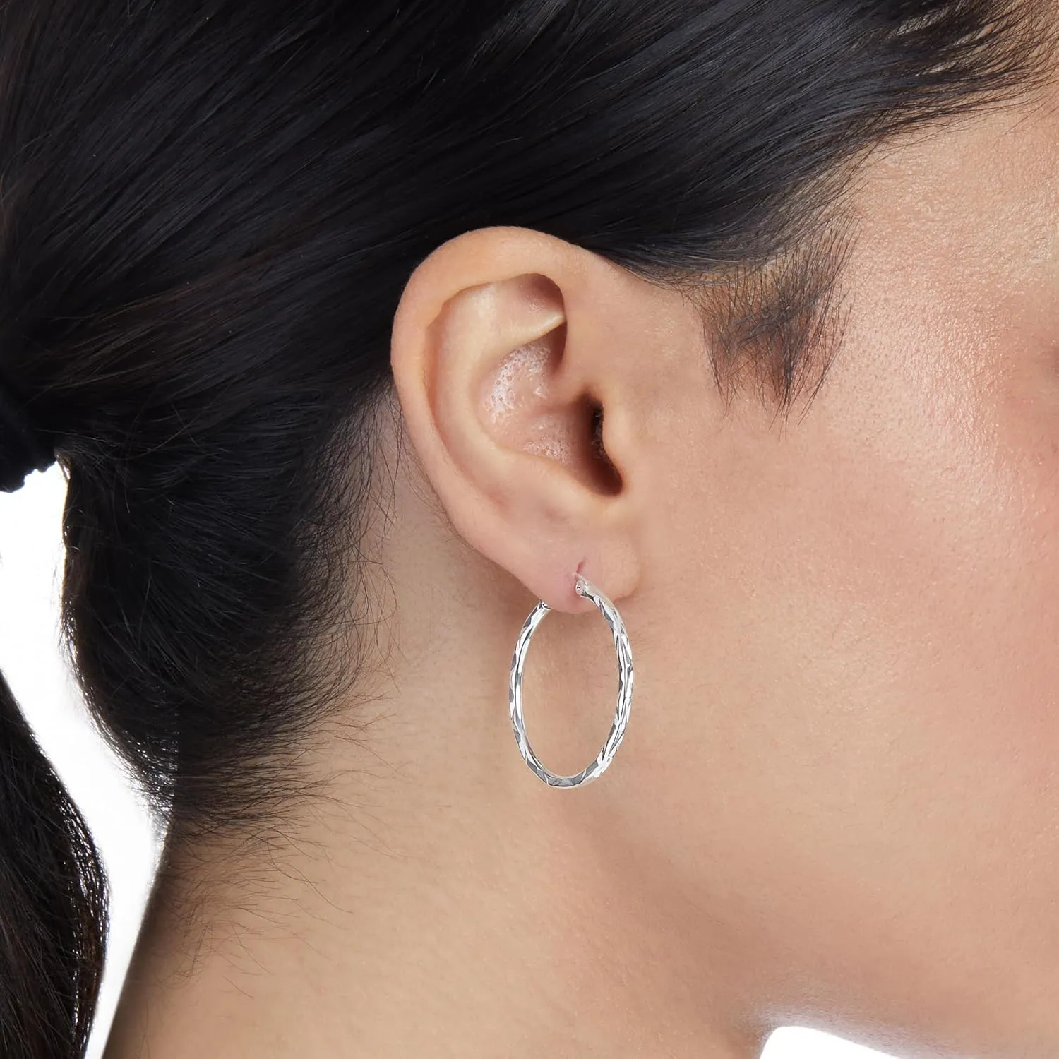 Amazon Essentials Plated Diamond Cut Hoop Earring Set