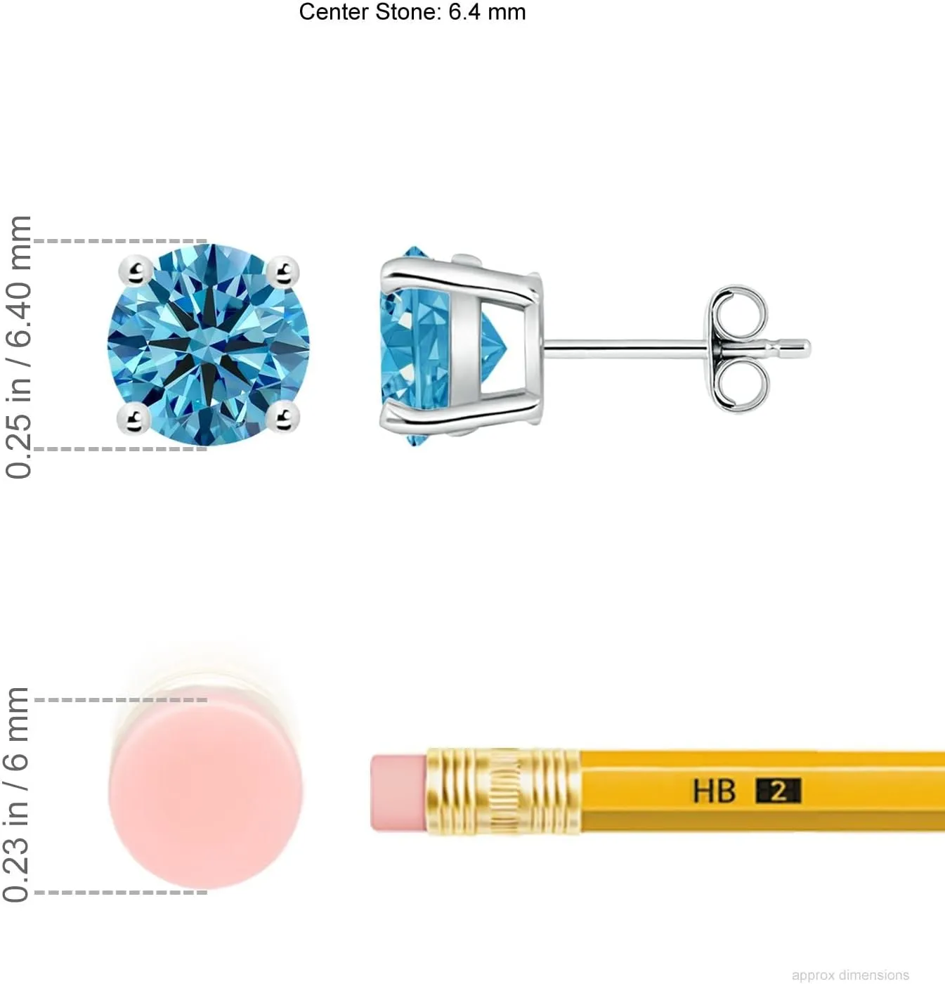 ANGARA Basket-Set Round Lab Grown Fancy Intense Blue Diamond Studs in 14K Solid Gold/Platinum | Birthday, Engagement, Anniversary, Wedding Jewelry Gift for Women
