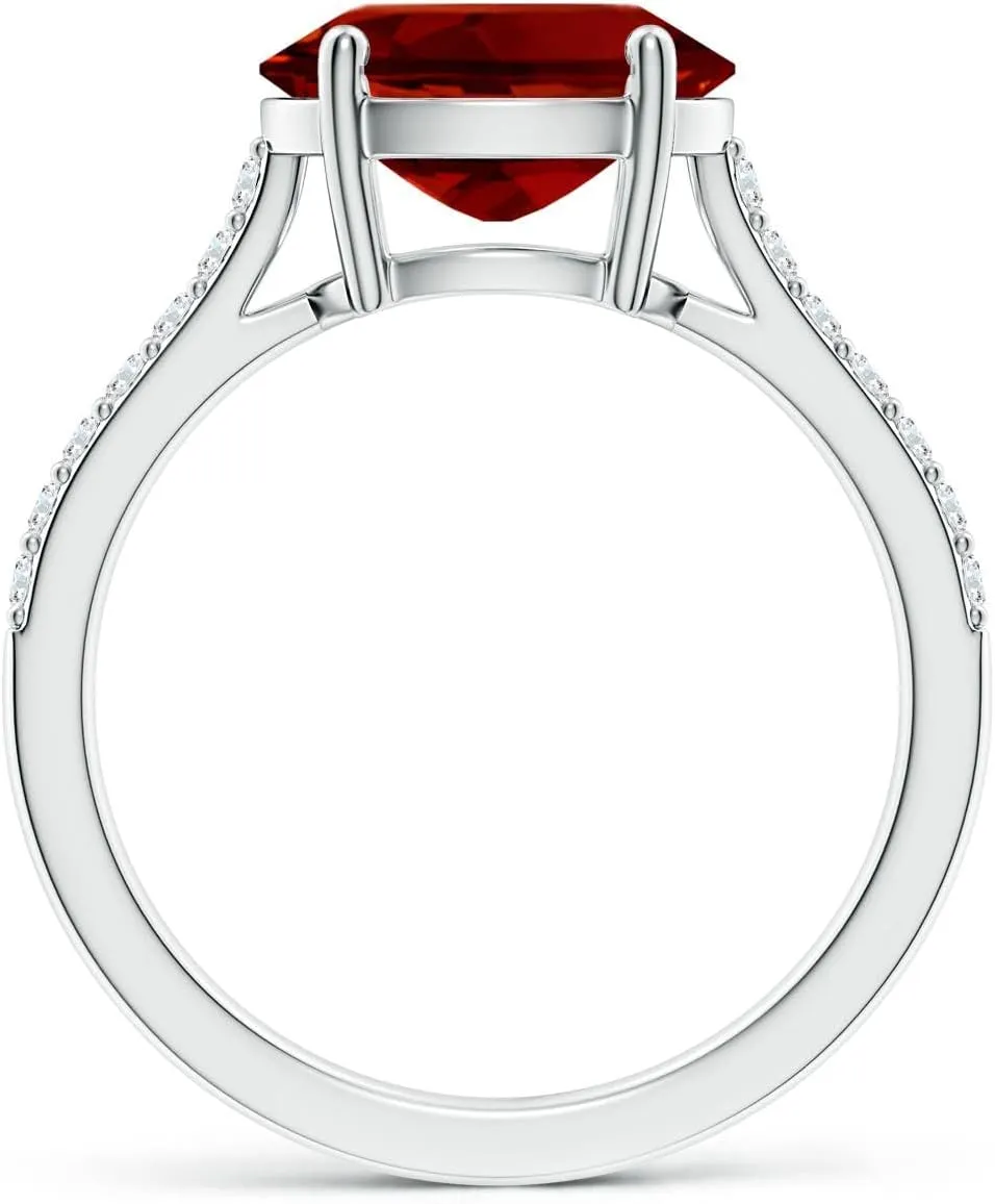 Angara Lab Grown East-West Oval Ruby Cathedral Engagement Ring in 14K Solid Gold/Platinum | July Birthstone, Birthday, Anniversary, Wedding Jewelry Gift for Women