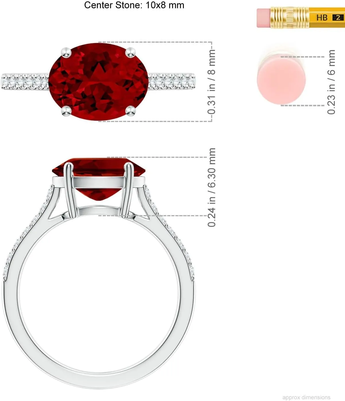 Angara Lab Grown East-West Oval Ruby Cathedral Engagement Ring in 14K Solid Gold/Platinum | July Birthstone, Birthday, Anniversary, Wedding Jewelry Gift for Women