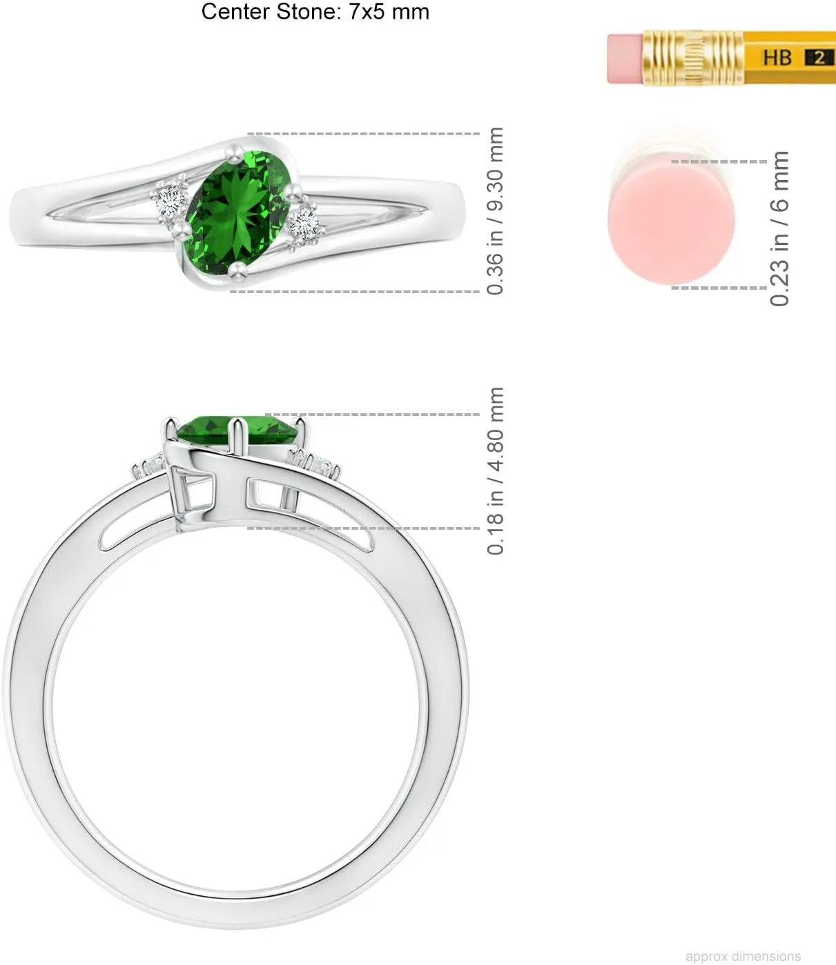 Angara Lab Grown Emerald and Lab Diamond Split Shank Ring in 14K Solid Gold/Platinum | May Birthstone, Birthday, Engagement, Anniversary, Wedding Jewelry Gift for Women