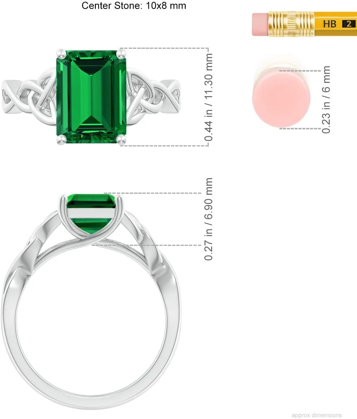 Angara Lab Grown Emerald-Cut Emerald Celtic Knot Engagement Ring in 14K Solid Gold/Platinum | Birthday, Anniversary, Wedding Jewelry Gift for Women