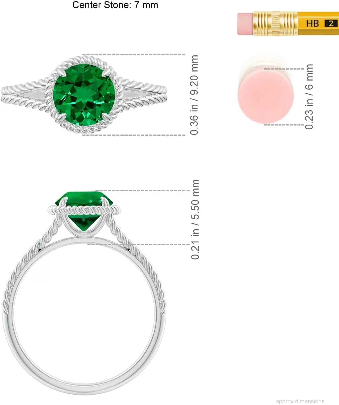 Angara Lab Grown Emerald Twist Rope Split Shank Ring in 14K Solid Gold/Platinum | Birthday, Engagement, Anniversary, Wedding Jewelry Gift for Women