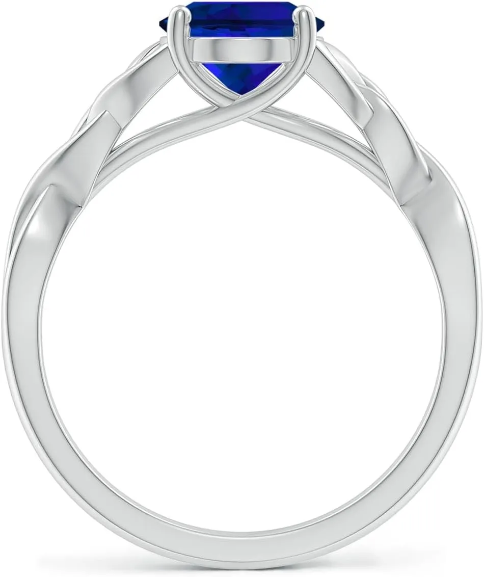 Angara Lab Grown Oval Blue Sapphire Celtic Knot Engagement Ring in 14K Solid Gold/Platinum | Birthday, Anniversary, Wedding Jewelry Gift for Women