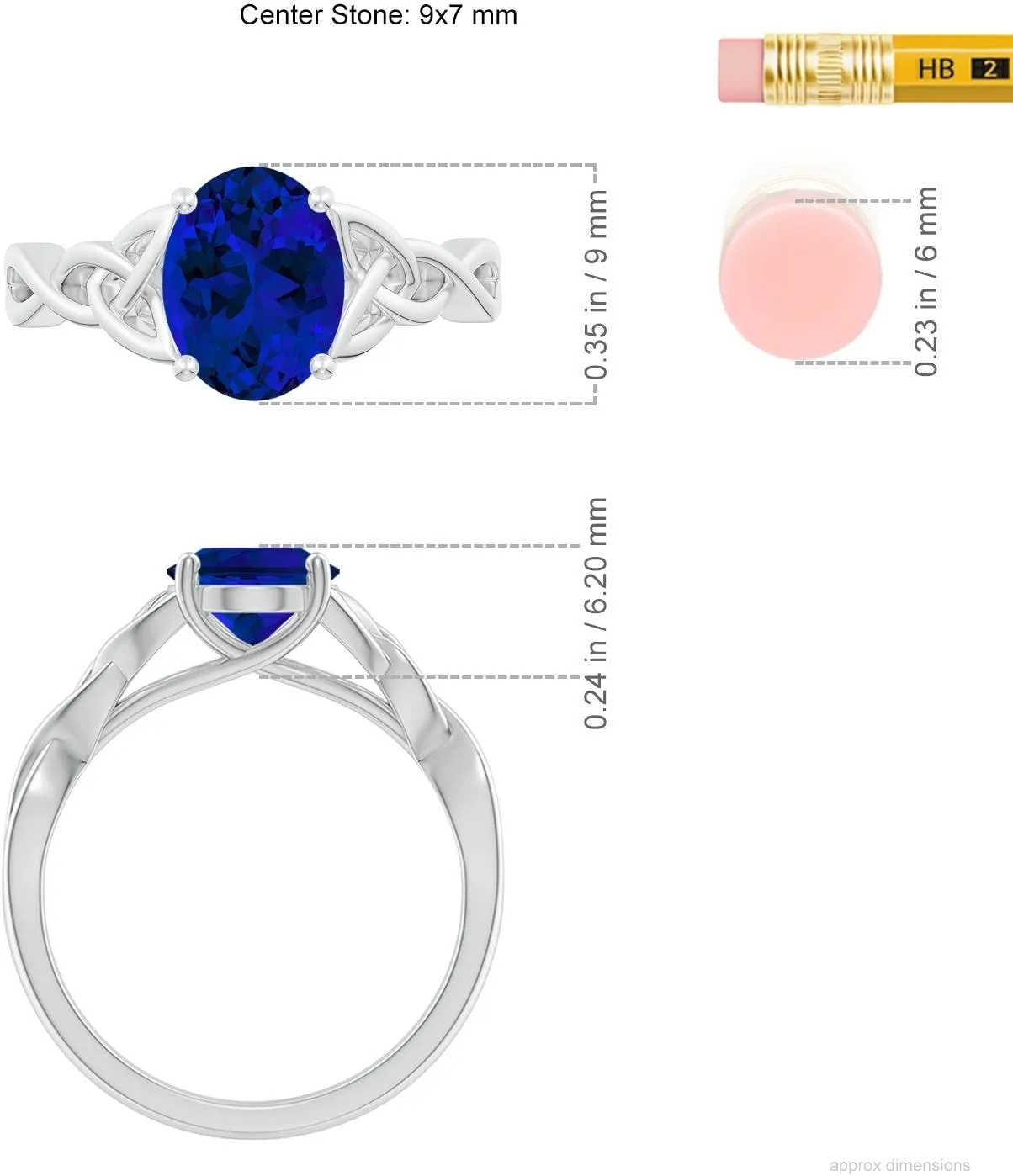 Angara Lab Grown Oval Blue Sapphire Celtic Knot Engagement Ring in 14K Solid Gold/Platinum | Birthday, Anniversary, Wedding Jewelry Gift for Women