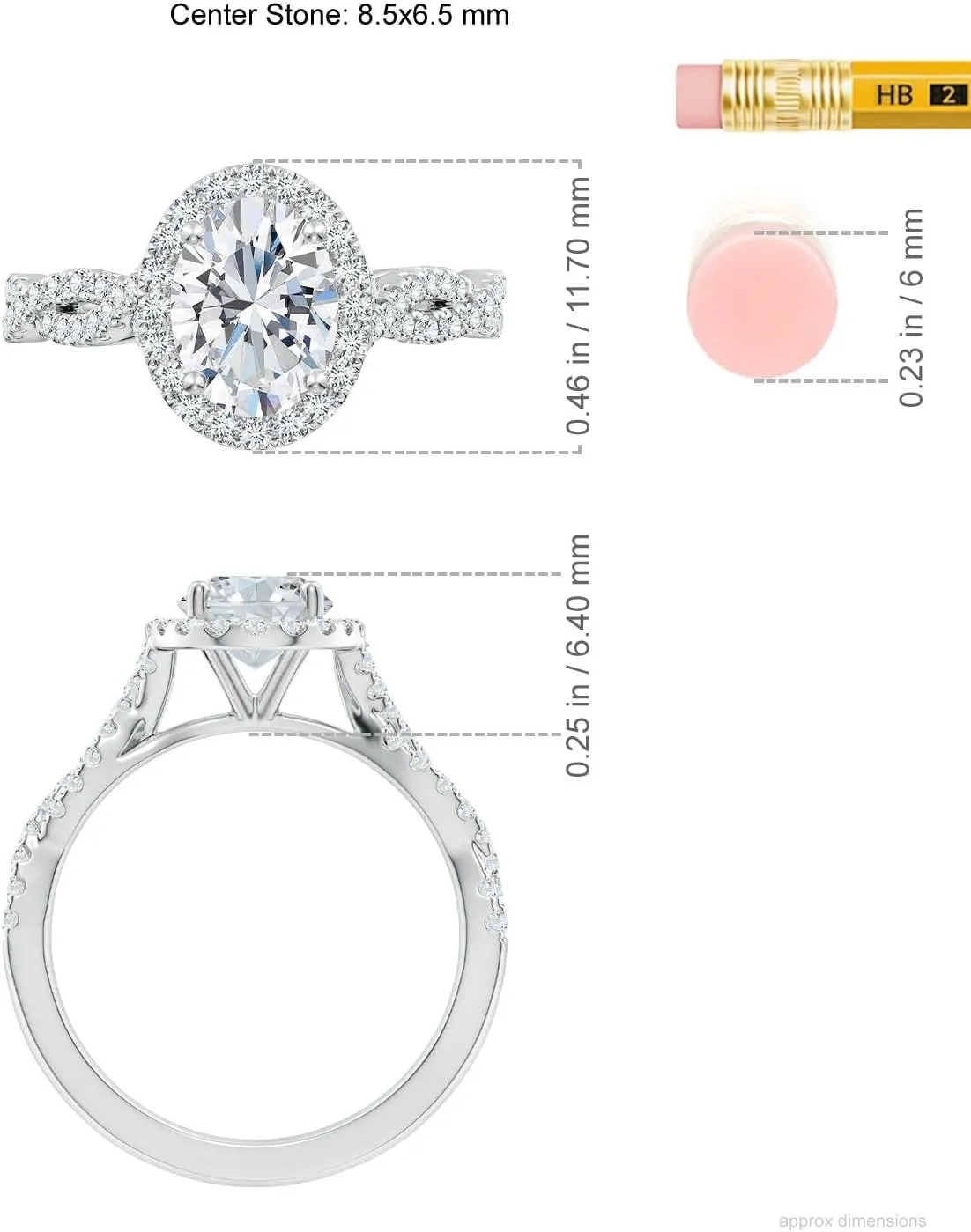 Angara Lab Grown Oval Diamond Halo Twisted Shank Engagement Ring in Silver / 14K Solid Gold/Platinum | April Birthstone, Birthday, Anniversary, Wedding Jewelry Gift for Women